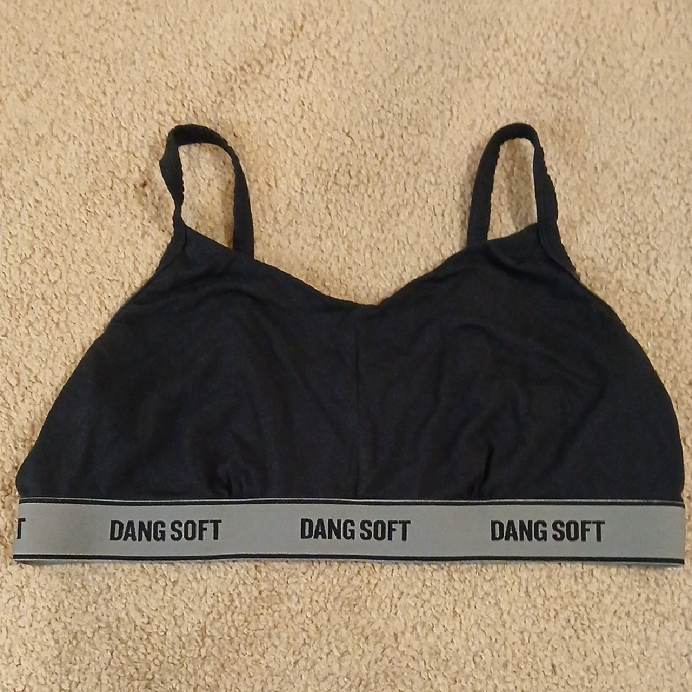 Duluth Trading Co Black Bralette with Gray Band